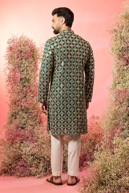Kasbah Mirror Work Kurta in Bottle Green 