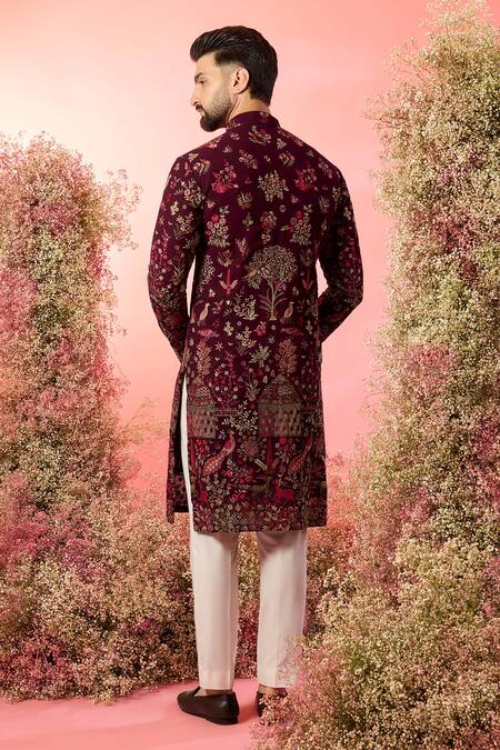 Kasbah Wine Chikankari Kurta 