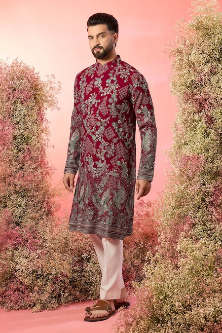 Kasbah Pink Georgette Embroidery Floral Chikankari Kurta 