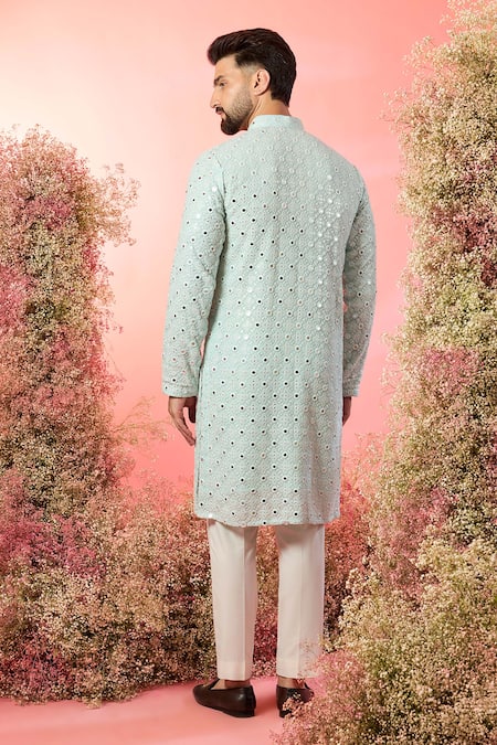 Kasbah Classic Powder Blue Mirror Work Kurta 
