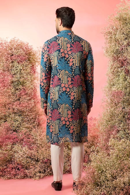 Kasbah Floral Printed Midnight Black Kurta 