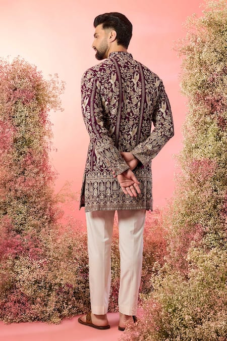 Kasbah Wine Chikankari Kurta 