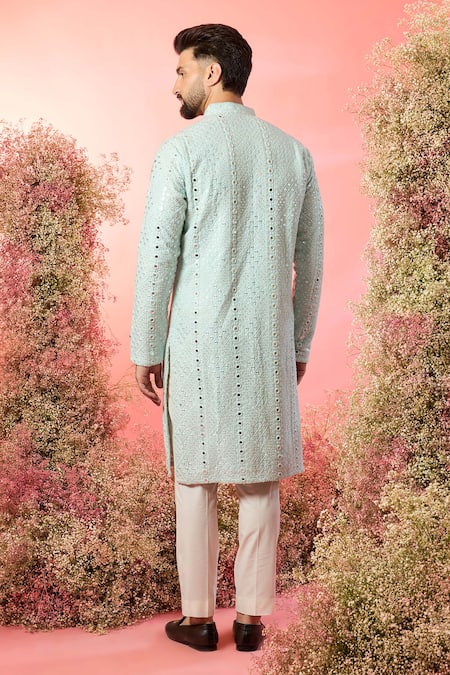 Kasbah Signature Aqua Blue Mirror Work Kurta 