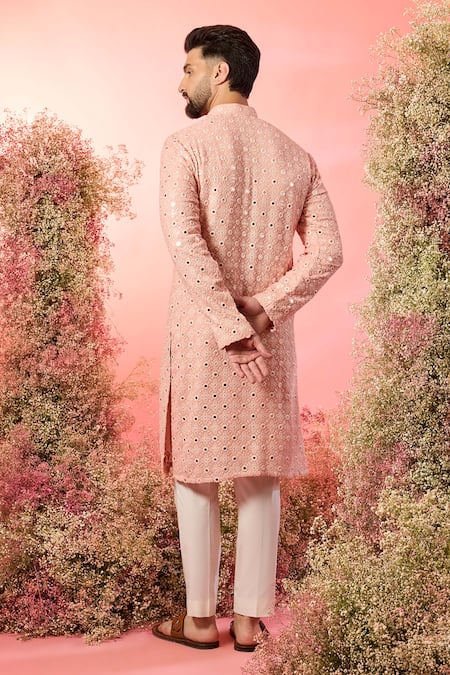 Kasbah Classic Peach Mirror Work Kurta 