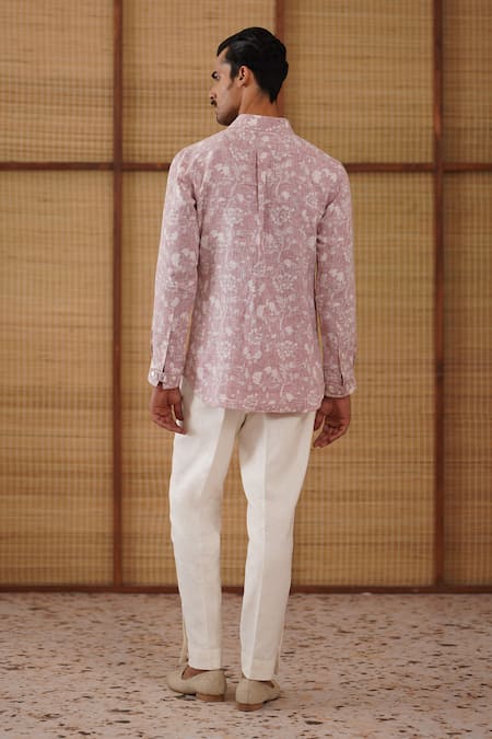 Arjan Dugal Bouquet Print Linen Shirt Pant Set 