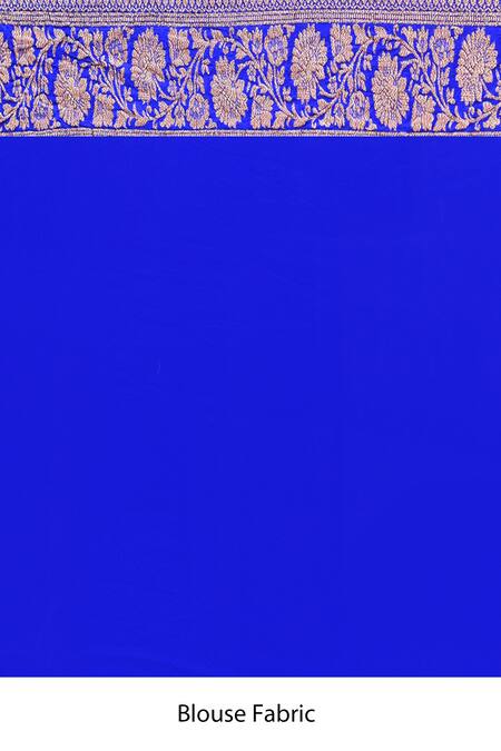 Naaritva India_Blue Crepe, Chiffon, Silk Handwoven Work Banarasi Saree With Running Blouse _Online_at_Aza_Fashions