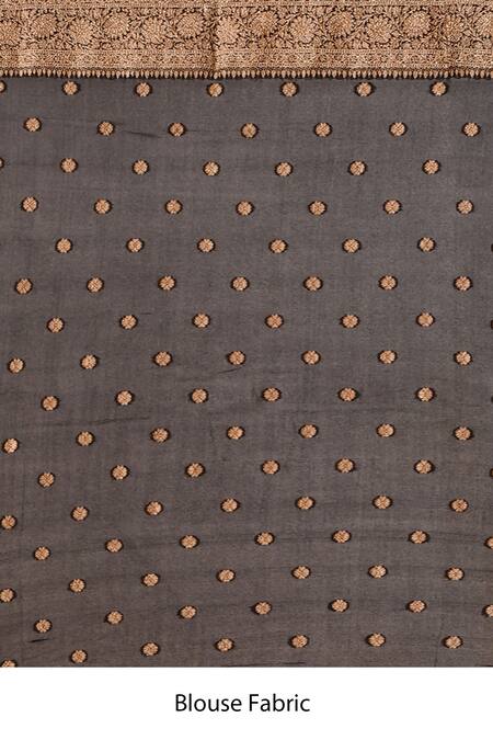 Naaritva India_Yellow Crepe, Chiffon, Silk Handwoven Work Banarasi Saree With Running Blouse _Online_at_Aza_Fashions