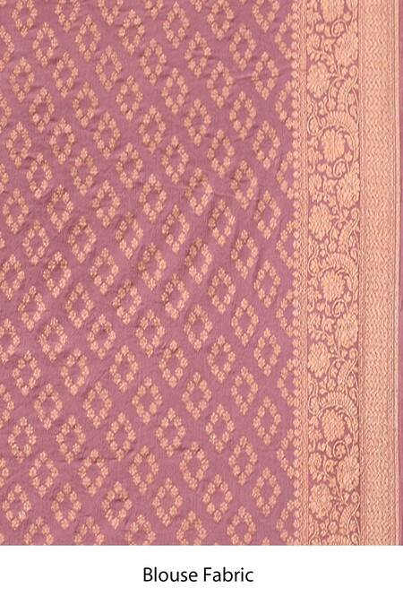 Naaritva India_Ivory Crepe, Chiffon, Silk Handwoven Banarasi Saree With Running Blouse _Online_at_Aza_Fashions