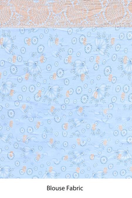 Naaritva India_Blue Crepe, Silk, Handwoven Work Light Banarasi Saree With Running Blouse _at_Aza_Fashions