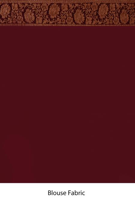 Naaritva India_Coral Crepe, Chiffon, Silk Zari Handwoven Anarasi Saree With Running Blouse _Online_at_Aza_Fashions