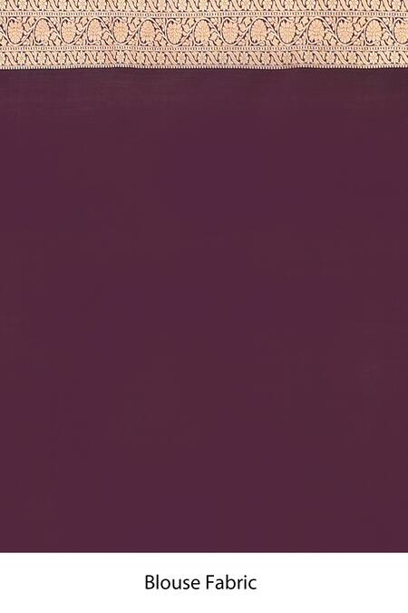 Naaritva India_Purple Zari Plum Handwoven Banarasi Saree With Running Blouse _Online_at_Aza_Fashions