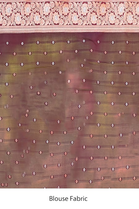 Naaritva India_Wine Zari Handwoven Work Banarasi Saree With Running Blouse _Online_at_Aza_Fashions