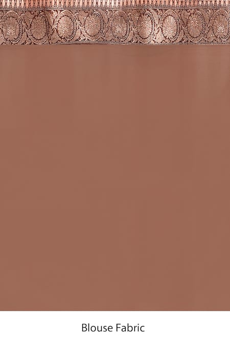 Naaritva India_Brown Zari Cocoa Handwoven Banarasi Saree With Running Blouse _Online_at_Aza_Fashions