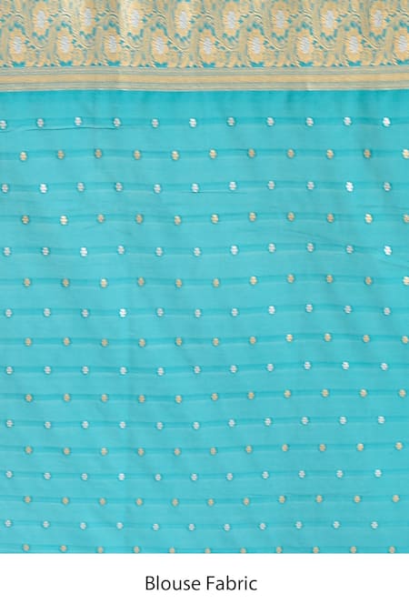 Shop_Naaritva India_Teal Zari Green Handwoven Banarasi Saree With Running Blouse _Online_at_Aza_Fashions