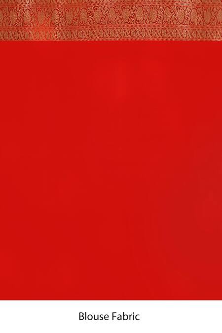 Naaritva India_Red Zari Handwoven Banarasi Saree With Running Blouse _Online_at_Aza_Fashions