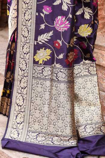 Buy_Naaritva Banaras_Purple Zari Handwoven Banarasi Saree With Running Blouse _Online_at_Aza_Fashions