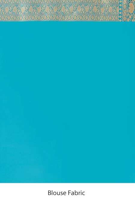 Naaritva India_Aqua Silk Zari Blue Handwoven Banarasi Saree With Running Blouse _Online_at_Aza_Fashions