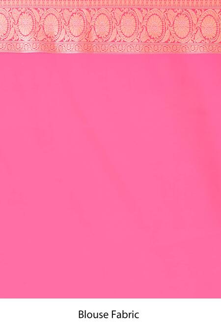 Naaritva India_Pink Silk Zari Handwoven Work Hot Banarasi Saree With Running Blouse _Online_at_Aza_Fashions