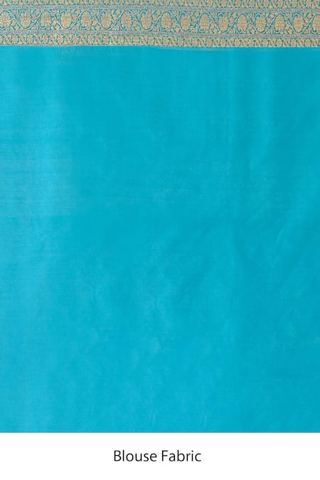 Naaritva India_Aqua Silk Zari Blue Handwoven Banarasi Saree With Running Blouse _Online_at_Aza_Fashions