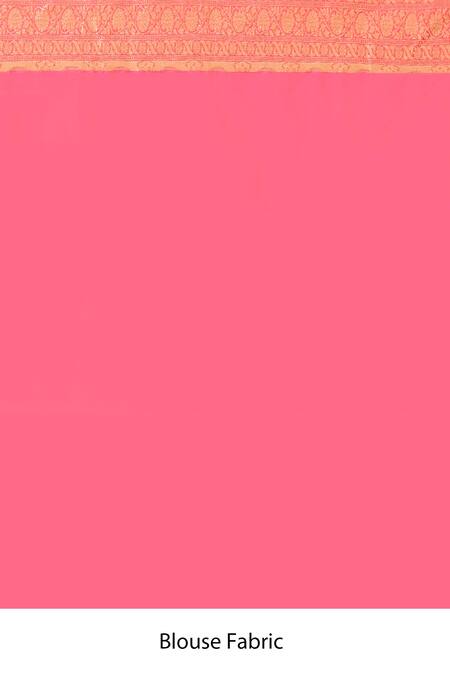 Naaritva India_Pink Silk Zari Peach Banarasi Saree With Running Blouse _Online_at_Aza_Fashions