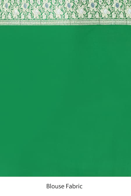 Naaritva India_Green Crepe, Silk Zari Handwoven Banarasi Saree With Running Blouse _Online_at_Aza_Fashions