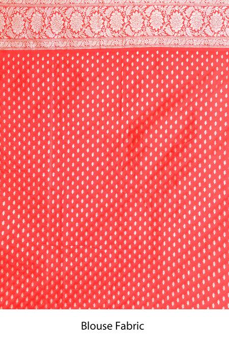 Naaritva India_Red Silk Zari Handwoven Banarasi Saree With Running Blouse _Online_at_Aza_Fashions