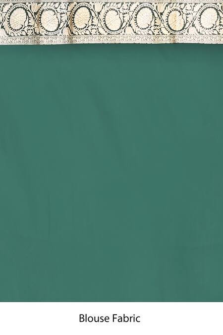 Naaritva India_Emerald Green Zari Banarasi Saree With Running Blouse _Online_at_Aza_Fashions