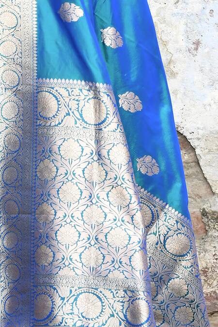 Buy Naaritva India Blue Zari Handwoven Work Banarasi Saree With Running Blouse Online at Aza Fashions Buy_Naaritva India_Blue Zari Handwoven Work Banarasi Saree With Running Blouse _Online_at_Aza_Fashions