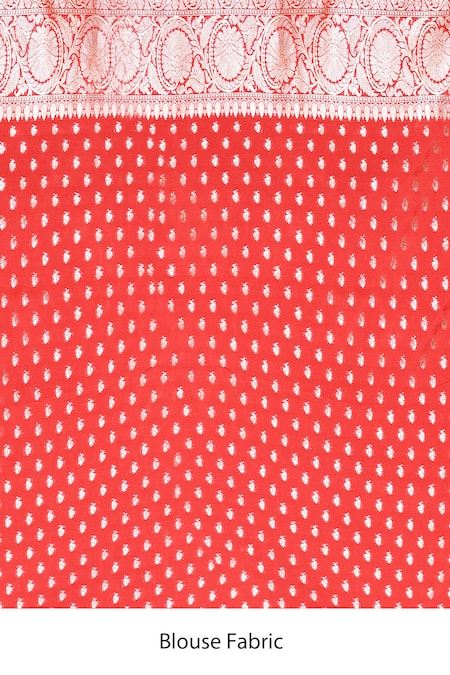 Naaritva India_Red Silk Zari Handwoven Banarasi Saree With Running Blouse _at_Aza_Fashions