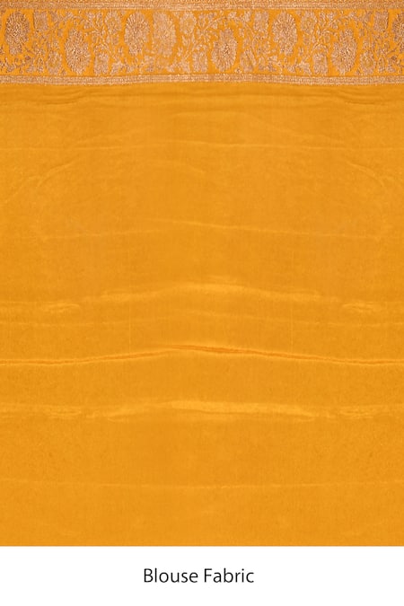 Naaritva India_Gold Crepe, Silk, Handwoven Work Yellow Banarasi Saree With Running Blouse _Online_at_Aza_Fashions