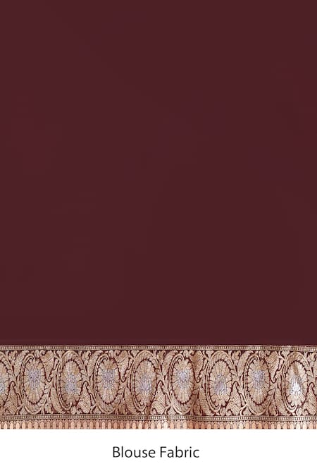 Naaritva India_Brown Silk Zari Handwoven Coffee Banarasi Saree With Running Blouse _Online_at_Aza_Fashions