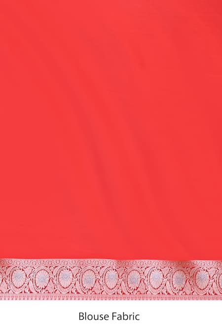 Naaritva India_Red Silk Zari Handwoven Banarasi Saree With Running Blouse _Online_at_Aza_Fashions