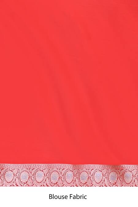 Naaritva India_Red Silk Zari Handwoven Work Banarasi Saree With Running Blouse _Online_at_Aza_Fashions