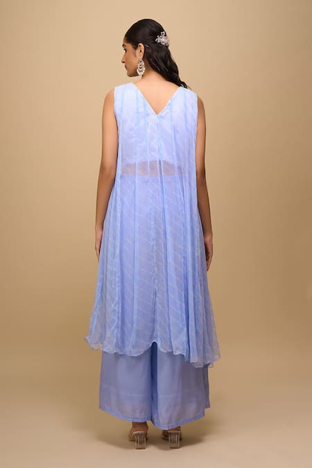 Samyukta Singhania Sky Blue Printed Anarkali & Pant Set 