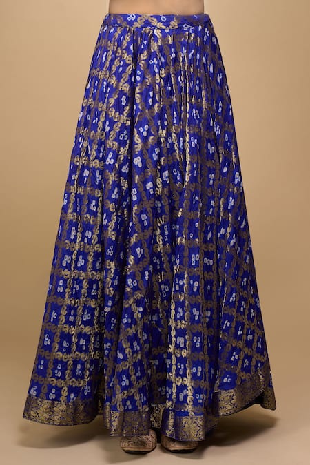 Naintara Bajaj_Blue Silk, Chiffon Embroidery Embellished Blend Lehenga Set_at_Aza_Fashions