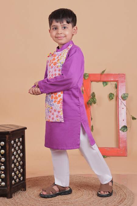 Turqidz By Shweta Aggarwal_Multi Color Satin, Embroidery, Sequins Hand Kurta Set _Online_at_Aza_Fashions