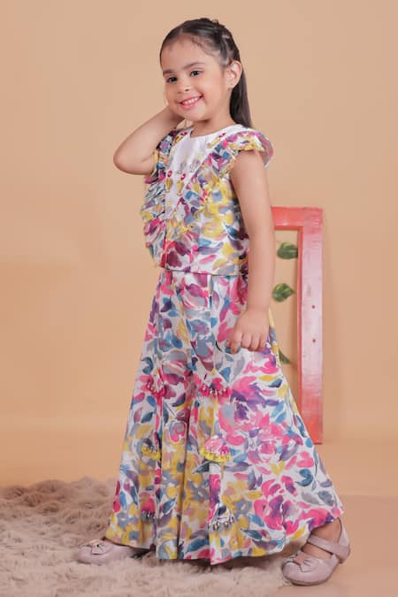 Turqidz By Shweta Aggarwal Multi Color Hand Embroidered Sharara Set 