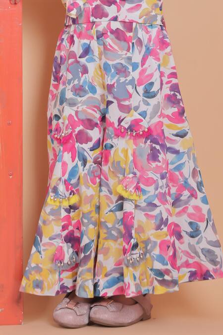 Turqidz By Shweta Aggarwal_Multi Color Cotton Embroidery Hand Sharara Set _at_Aza_Fashions