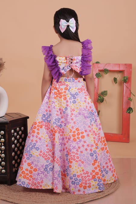 Turqidz By Shweta Aggarwal Multi Color Hand Embroidered Skirt Set 