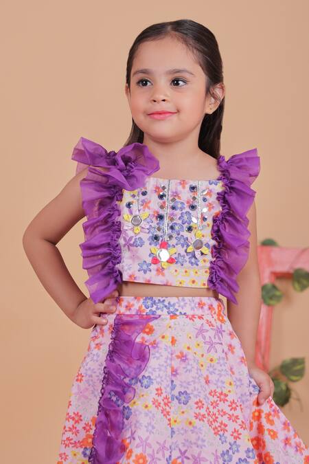 Turqidz By Shweta Aggarwal_Multi Color Cotton Embroidery Hand Skirt Set _at_Aza_Fashions