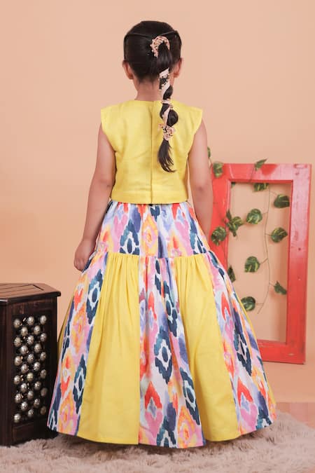 Turqidz By Shweta Aggarwal Multi Color Hand Embroidered Top & Lehenga Set 