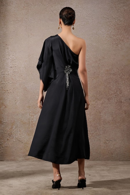 Tarun Tahiliani One-shoulder Draped Dress 