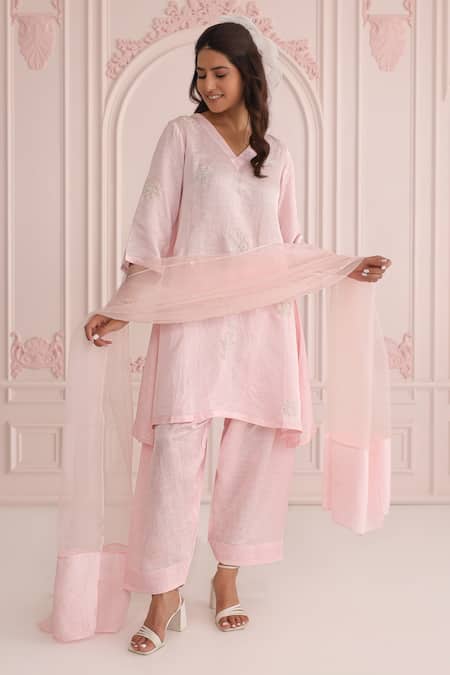 Charu Makkar Designer Pink Kurta Set  