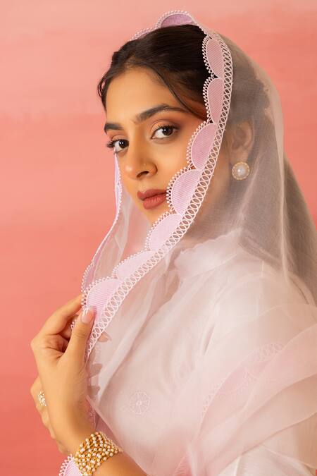 Charu Makkar Pink Linen, Satin, Organza Embroidery Mandarin Collar Kurta Pant Set at Aza Fashions Charu Makkar_Pink Linen, Satin, Organza Embroidery Mandarin Collar Kurta Pant Set _at_Aza_Fashions