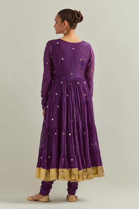 Ikshita Choudhary Purple Chanderi Anarkali Set