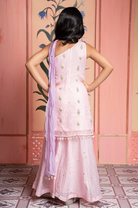 Shop Kirti Agarwal - Pret N Couture Blush Silk, Embroidery, Pink And Lavender Kurta Sharara Set at Aza Fashions Shop_Kirti Agarwal - Pret N Couture_Blush Silk, Embroidery, Pink And Lavender Kurta Sharara Set _at_Aza_Fashions