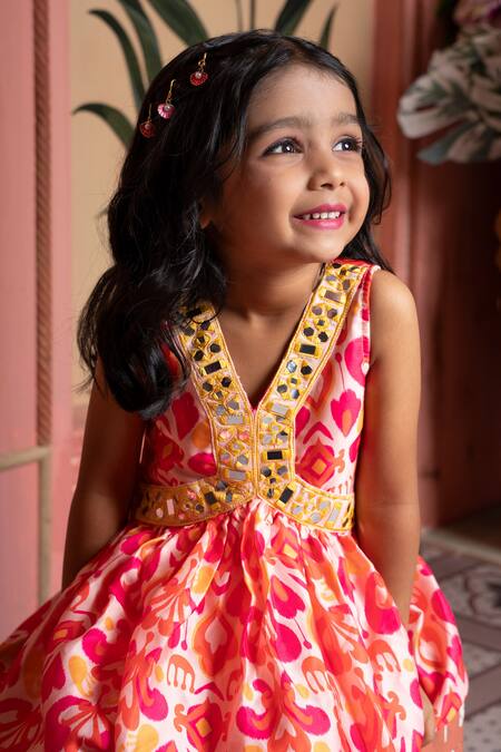 Shop_Kirti Agarwal - Pret N Couture_Pink Modal, Satin Beads And Peach Kurta Sharara Set_Online_at_Aza_Fashions