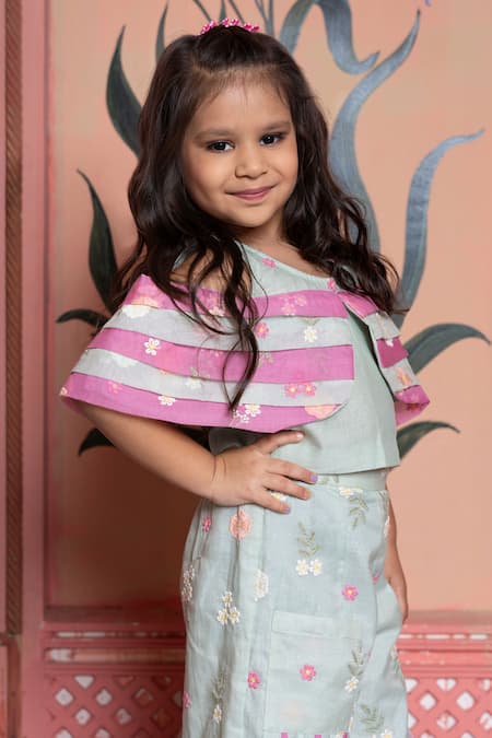 Kirti Agarwal - Pret N Couture_Green , Silk Embroidery Sea Top And Palazzo Set _at_Aza_Fashions