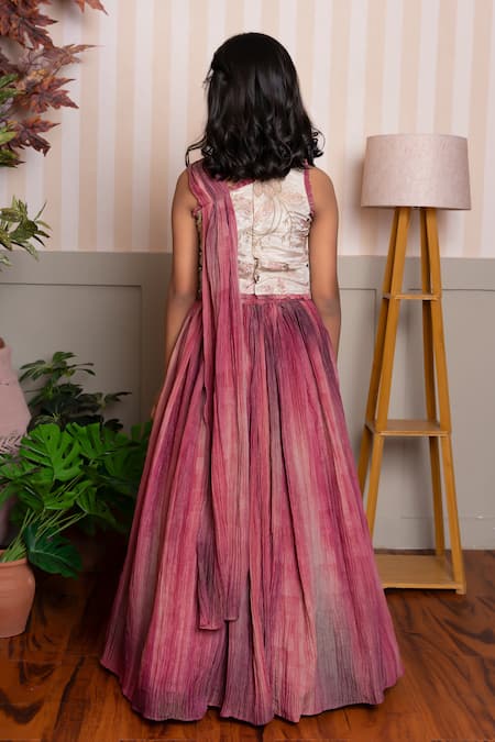 Kirti Agarwal - Pret N Couture Designer Pink & Beige Top Skirt Set 