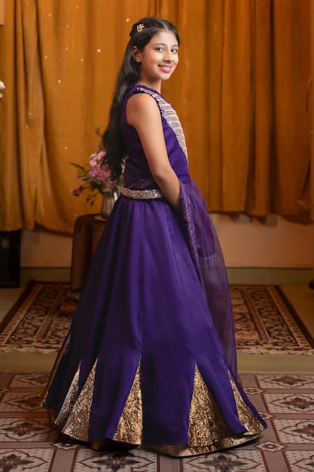 Kirti Agarwal - Pret N Couture Purple Silk , Silk, Sequins, Embroidery Designer Lehenga Set Online at Aza Fashions Kirti Agarwal - Pret N Couture_Purple Silk , Silk, Sequins, Embroidery Designer Lehenga Set _Online_at_Aza_Fashions
